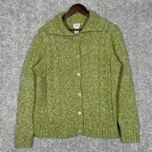 Y2K L.L Bean Women's Long Sleeve Wool Blend Button Front Green Cardigan Large